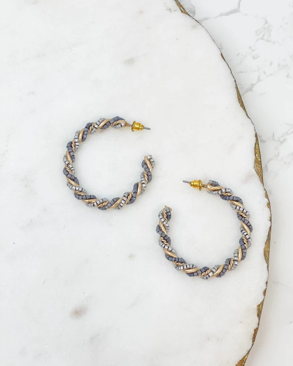 Beaded Twist Hoop Earrings