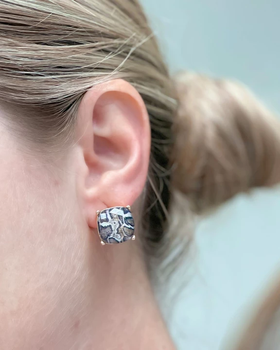 Snakeskin Glass Crystal Stud Earrings