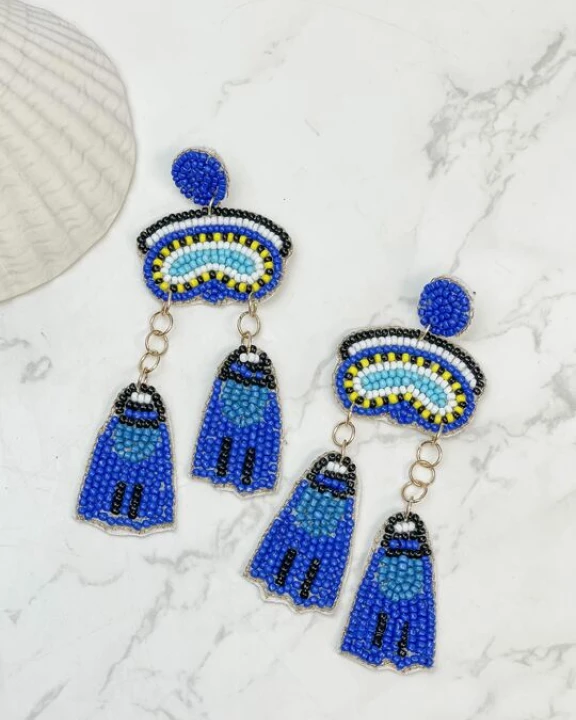 Scuba Diving Beaded Dangle Earrings