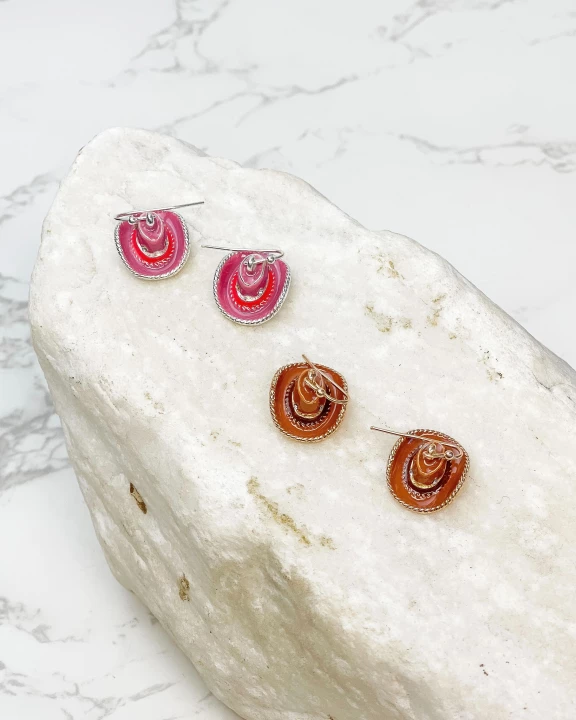 Enamel Cowboy Hat Dangle Earrings