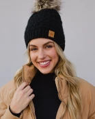 Black Knit Pom Hat