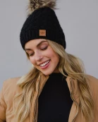 Black Knit Pom Hat