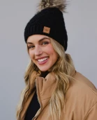 Black Knit Pom Hat