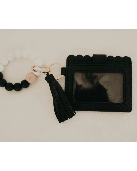 Silicon Key Ring with Card Holder - Black