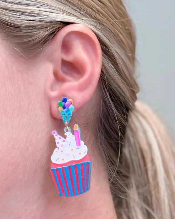 Birthday Cupcake Dangle Earrings