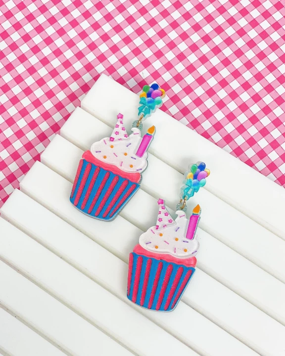 Birthday Cupcake Dangle Earrings