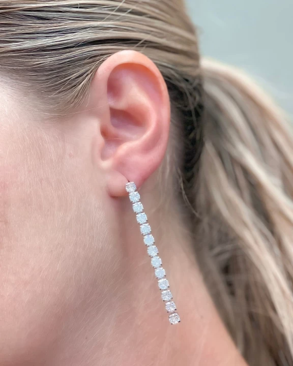 Cubic Zirconia Tennis Drop Earrings