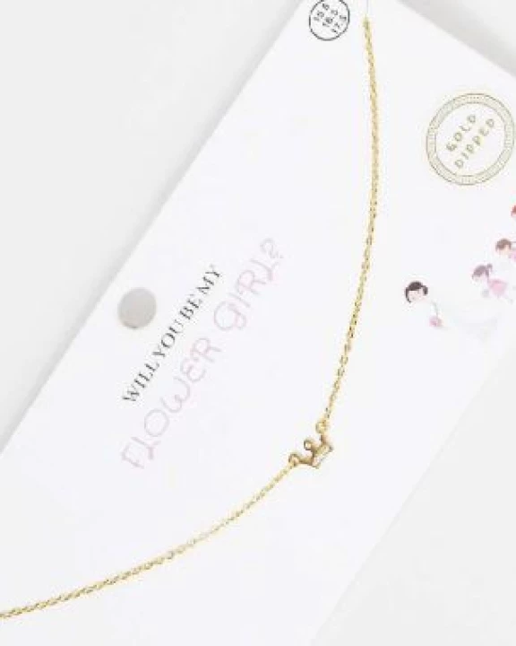 Flower Girl Princess Crown Pendant Necklaces