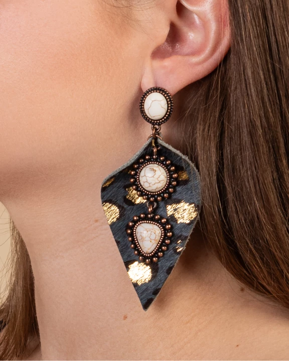 93119 - Animal Print Squash Blossom Earrings