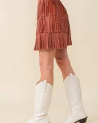 Fringe Suede Mini Skirt