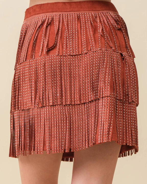 Fringe Suede Mini Skirt