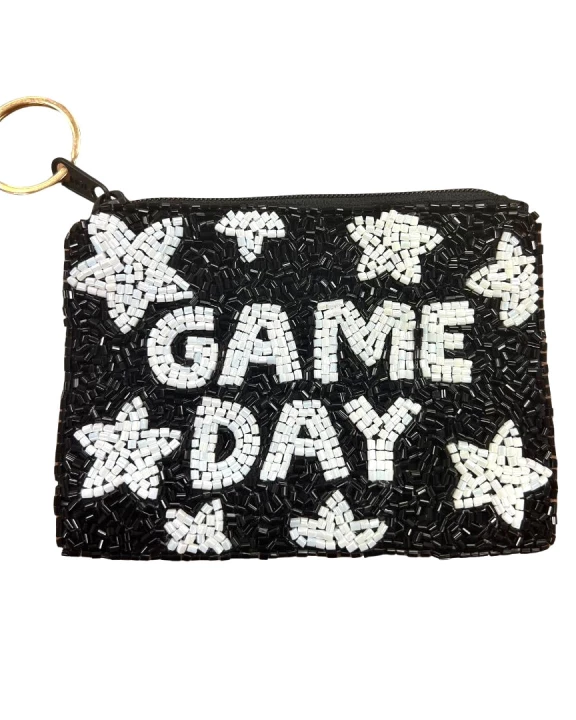 Black/White Game Day Keychain Pouch