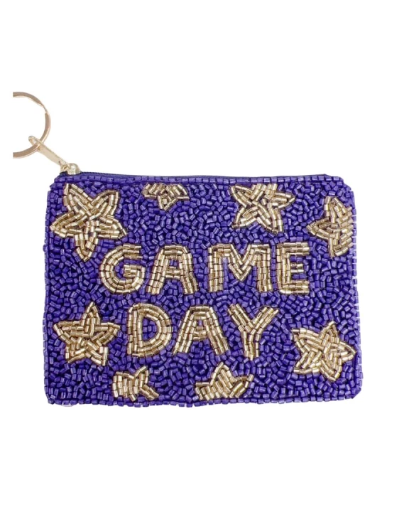 Purple/Gold Game Day Keychain Pouch