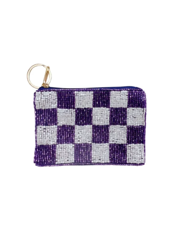 Checkered Purple/White Keychain Pouch V5
