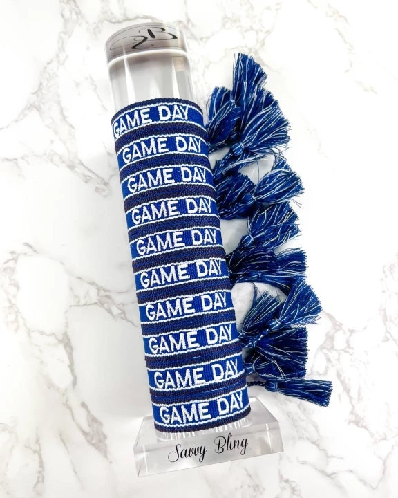 Blue Game Day Embroidered Bracelet
