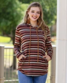 10616 - Striped Hoodie with Elbow Patches