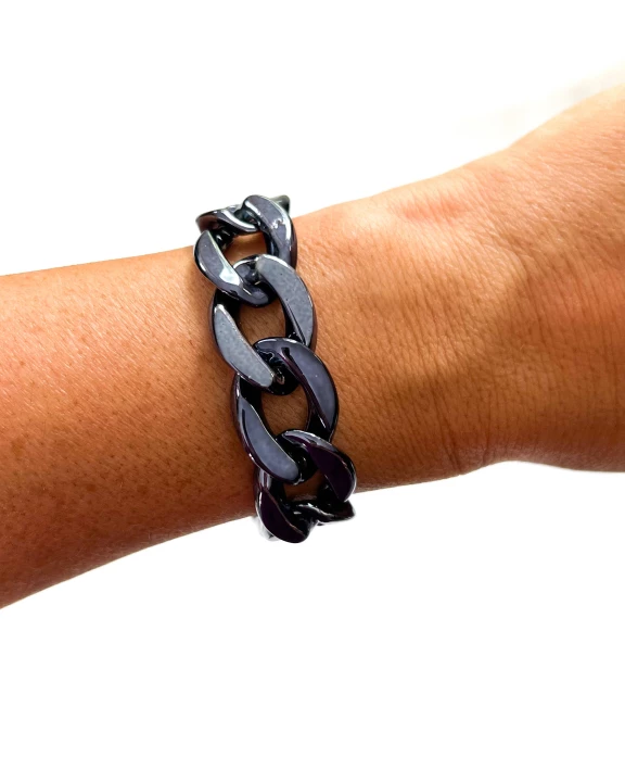 Metallic Navy Chunky Acrylic Chain Link Bracelet #70