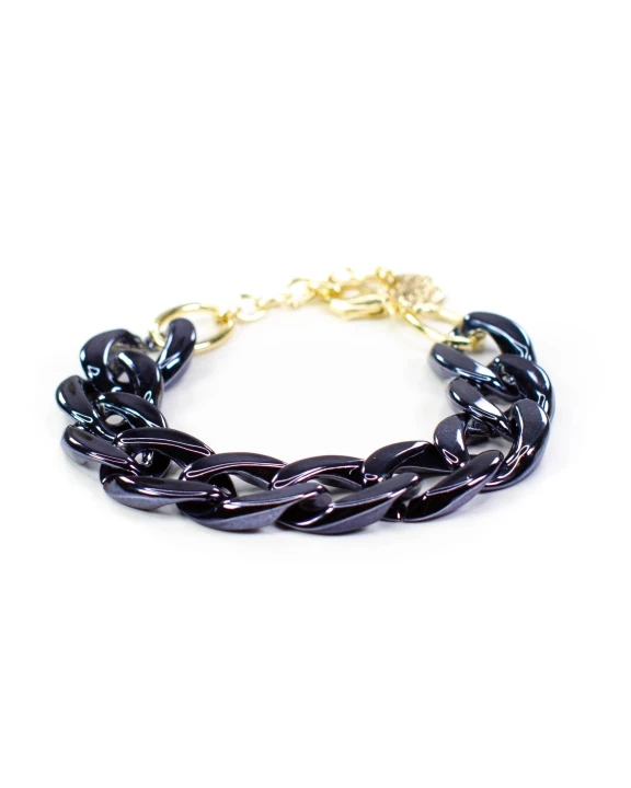 Metallic Navy Chunky Acrylic Chain Link Bracelet #70