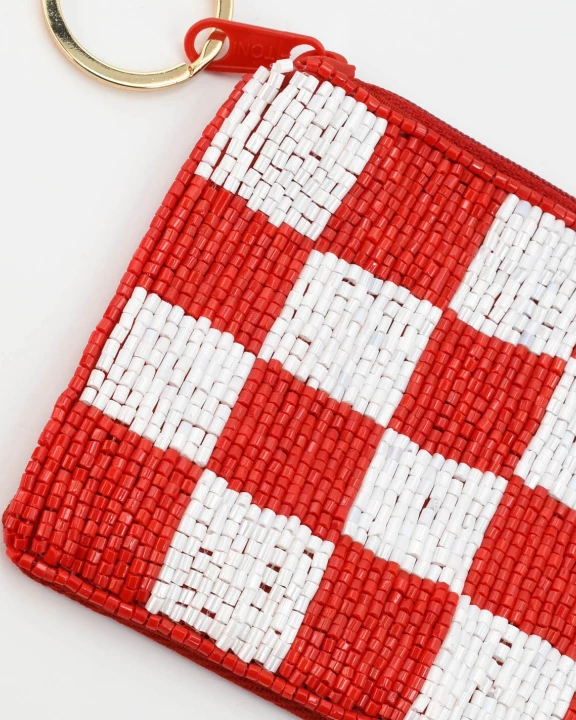 Checkered Red/White Keychain Pouch V6