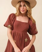 Star Patch Gauze Baby doll Romper