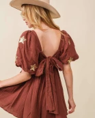 Star Patch Gauze Baby doll Romper