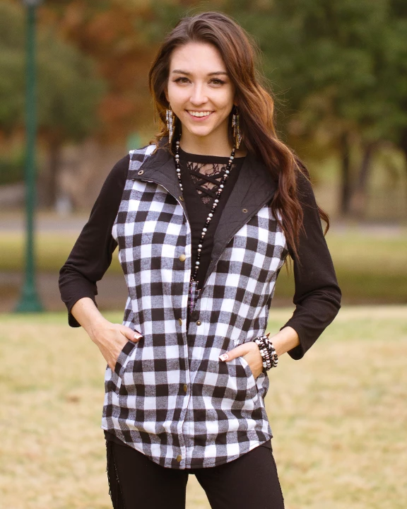 10085 - Buffalo Plaid Reversible Vest with Pockets