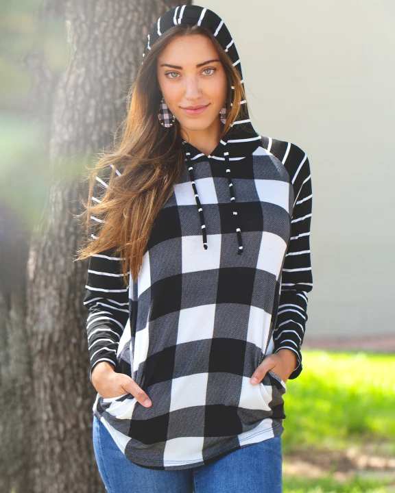 10481 - Leopard and Stripes Hoodie with Pockets