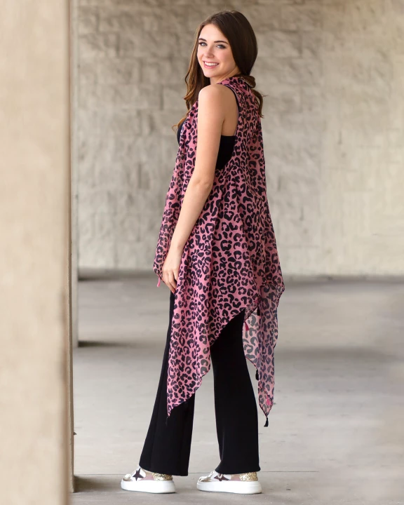 7895 - Leopard Vest With Tassels