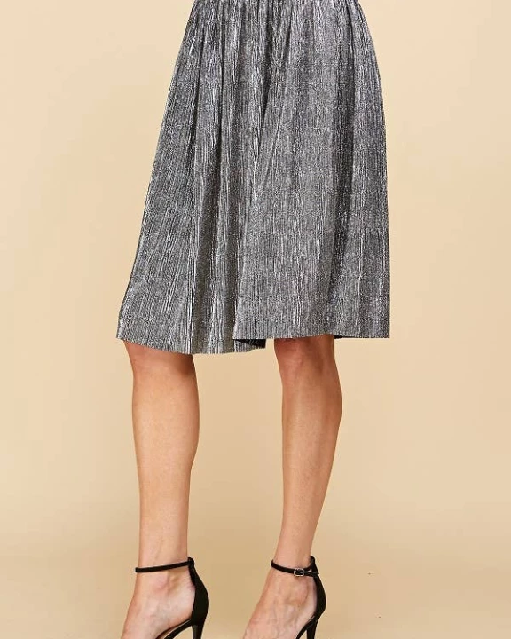WOMEN SILVER METALLIC WAISTBAND SKIRT
