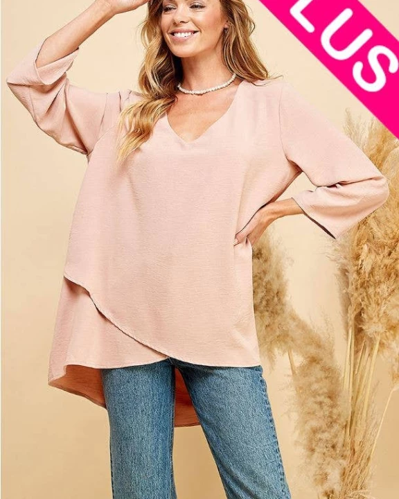 CSP9084P Women Long Sleeve V Neck Loose Boho Top