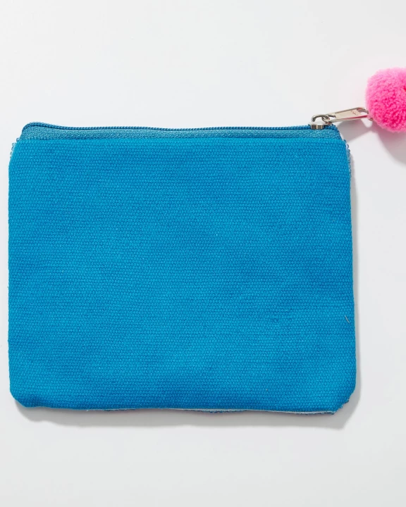 Flamingo Santa Seed Bead Canvas Pouch