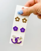 Simple Enamel Flower Earrings Sets