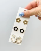 Simple Enamel Flower Earrings Sets