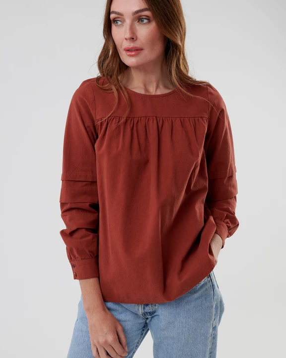 Long Sleeve Pin Tuck Top