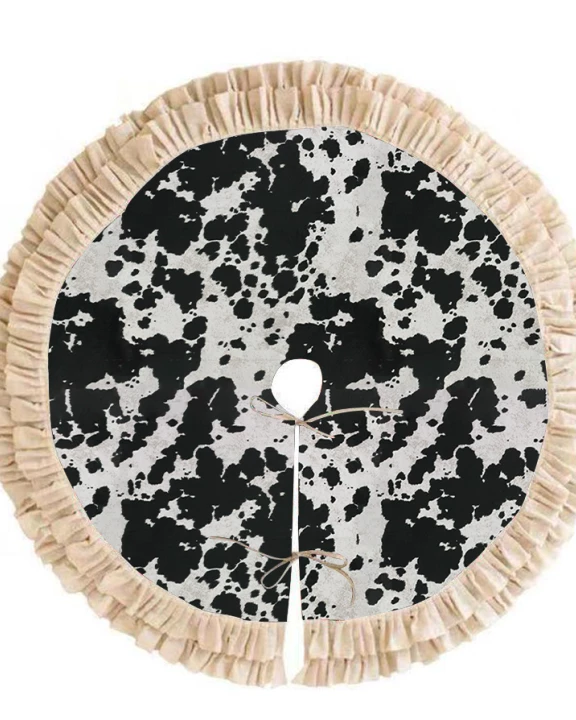 Black Cowhide Christmas Tree Skirt