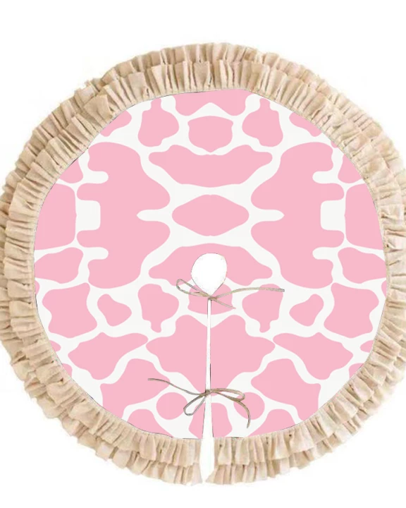 Pink Cowhide Christmas Tree Skirt