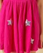 Star Patch Gauze Baby doll Romper